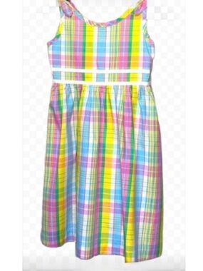 Lilly Pulitzer Girls Madras Plaid Dress Size 6 Bright Preppy Cotton Sundress